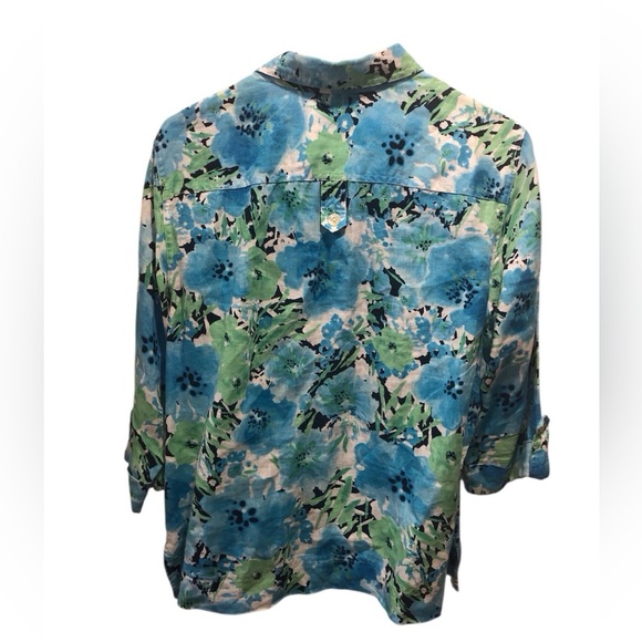 Jones New York Sport Floral Linen Button-Up Blouse Bust Size 50 inches Tag Gone - Picture 2 of 7